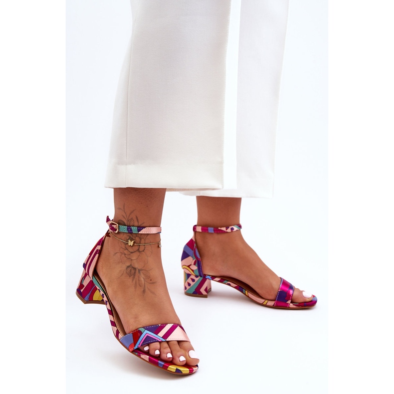 FS1 Patterned Satin High Heels Sandals Red Mix Inspire Me! multicolored 2