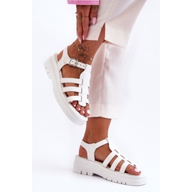 Leather Flat Sandals With White Diosa Stripes 2