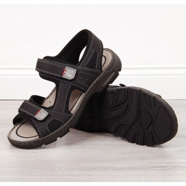 Rieker M R447 black comfortable velcro sandals 1