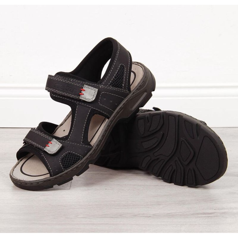 Rieker M R447 black comfortable velcro sandals 1