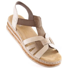 Comfortable wedge sandals Rieker W RKR505A beige 1