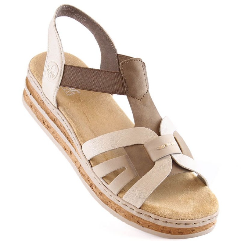 Comfortable wedge sandals Rieker W RKR505A beige 1