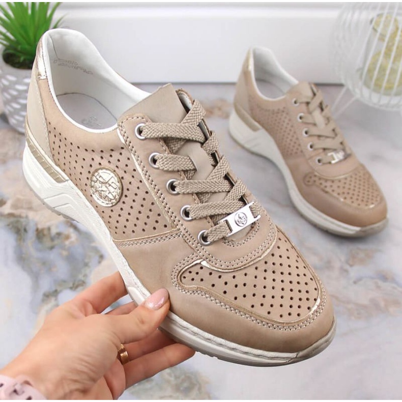 Rieker N4346-60 beige wedge sports shoes 1