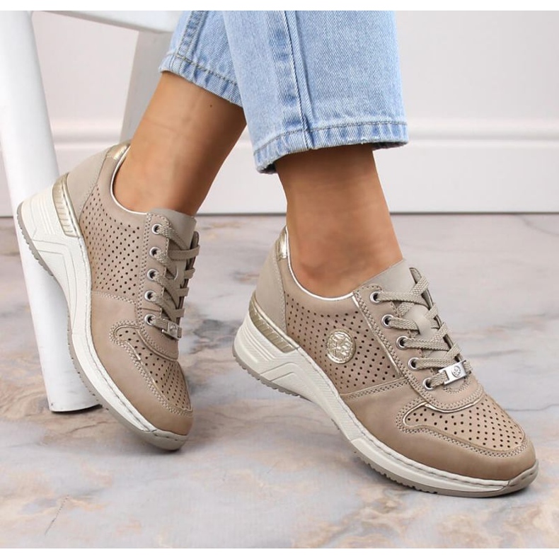 Rieker N4346-60 beige wedge sports shoes 2