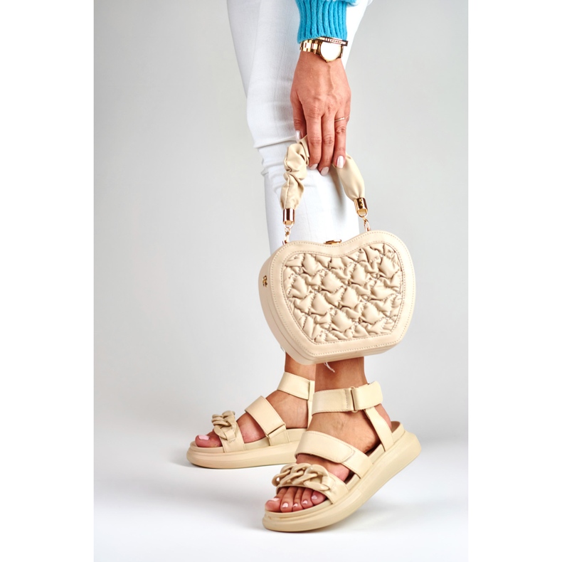 La.Fi Beige sandals with a chain 2