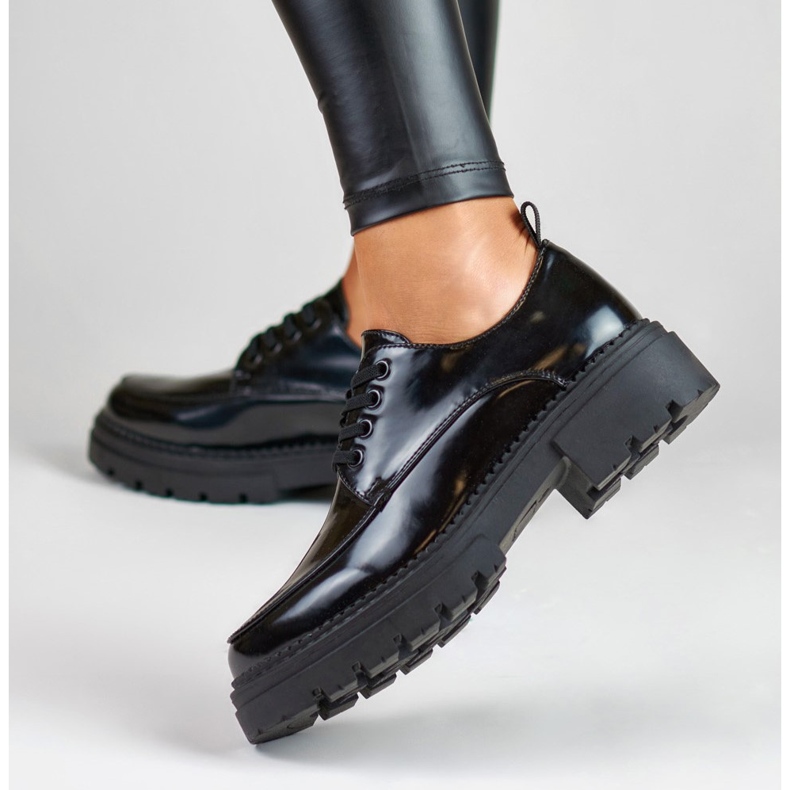 La.Fi Black lacquered lace-up shoes 1