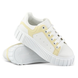 White women's sports shoes with a thick sole 1