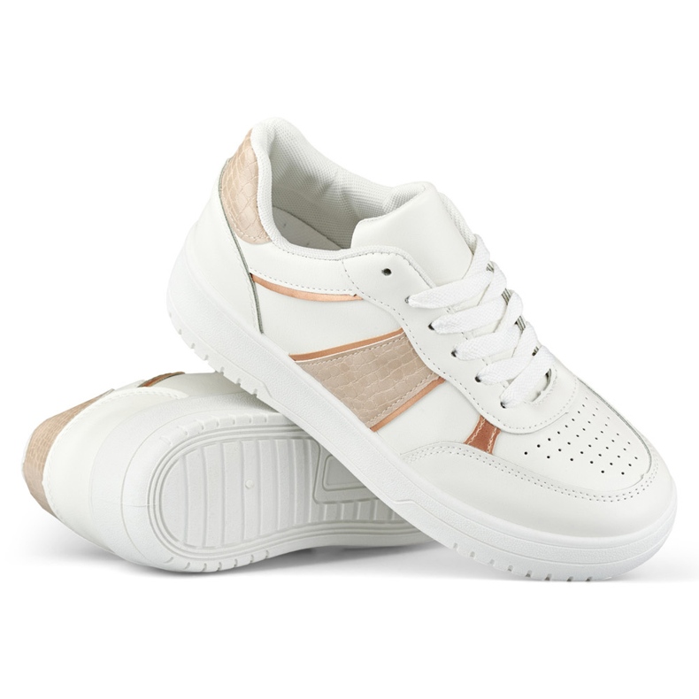 White sports shoes with beige accessories 1