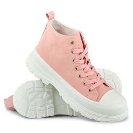 Women's pink sneakers above the ankle 1