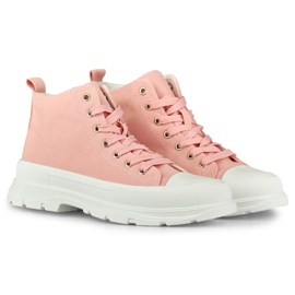 Women's pink sneakers above the ankle 2
