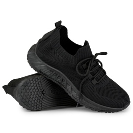 Women's black sports slip-on shoes 1