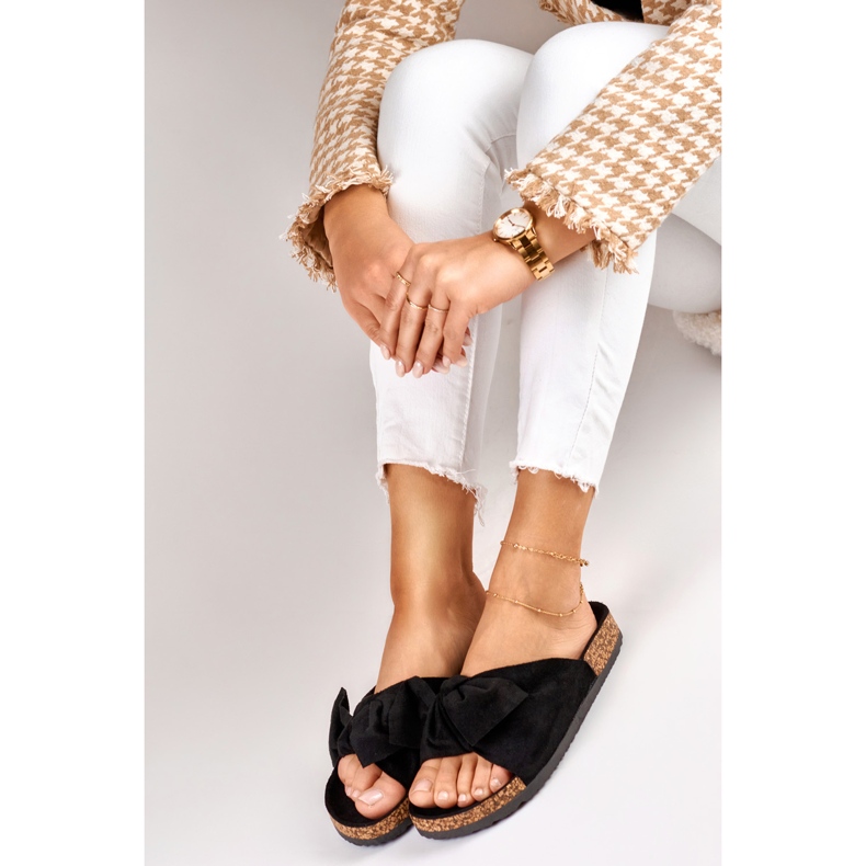 Classic black slippers with a bow 2