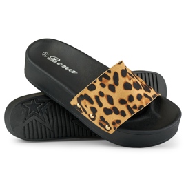 Women's slippers on the leopard platform brown 2