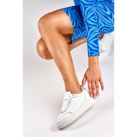 White sneakers with silver accessories 2