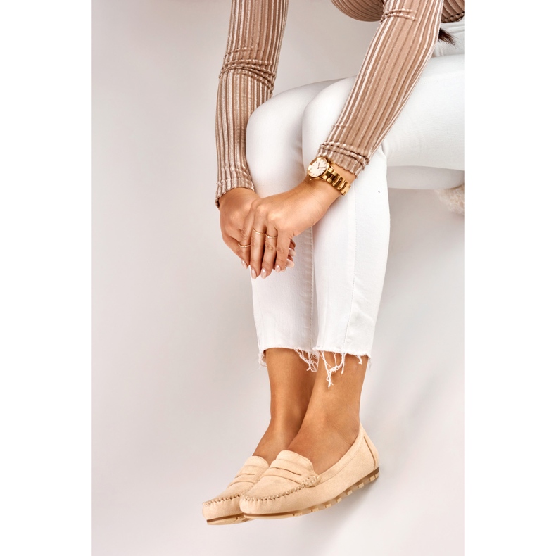 Comfortable beige women's loafers 1
