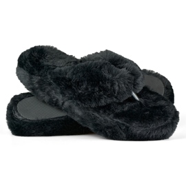 Furry black flip-flops 1