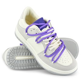 Women's sneakers with purple laces white 1