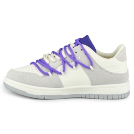 Women's sneakers with purple laces white 2