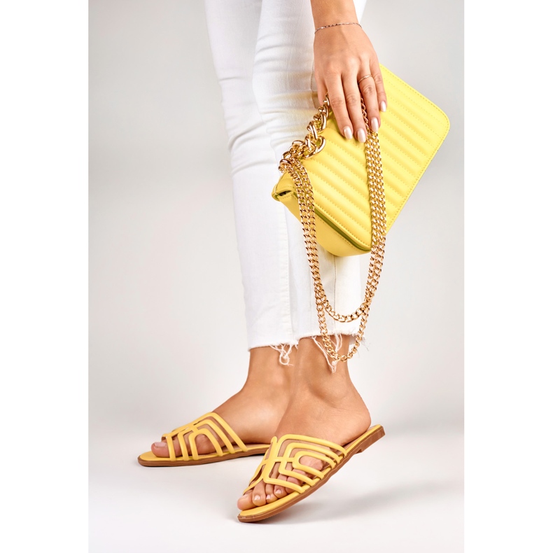 Yellow elegant women's flat sandals 2