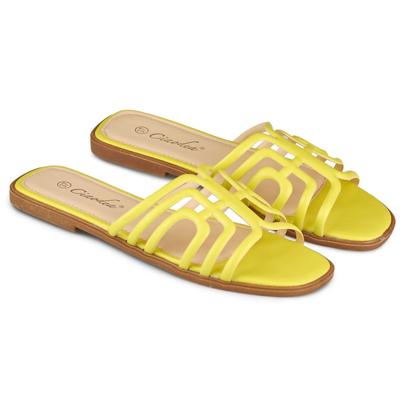 Yellow elegant women's flat sandals 1