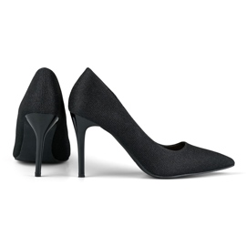 Elegant black high heels with light glitter 2