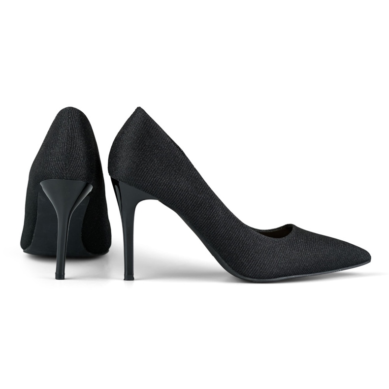 Elegant black high heels with light glitter 2