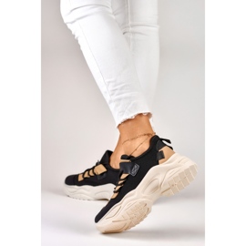 Fashionable women's sneakers with a thick sole black 2
