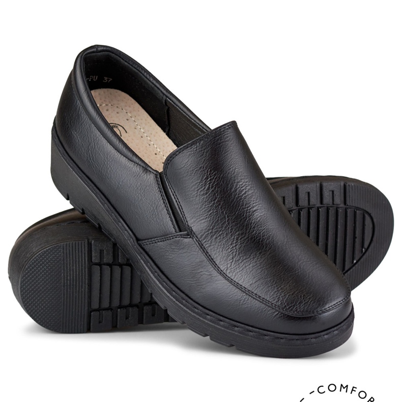 Comfortable women's moccasins made of black eco-leather 1 Comfortable women's moccasins made of black eco-leather 1