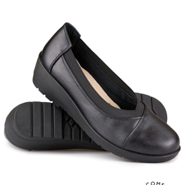 Comfortable elastic women's shoes made of eco-leather black 1