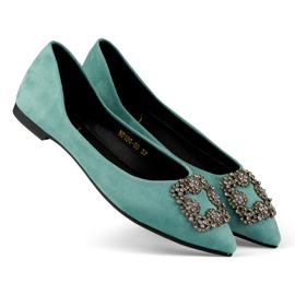 Elegant women's ballerinas with decoration green 1 Elegant women's ballerinas with decoration green 1