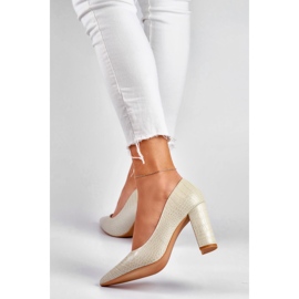 Bright pumps on a post made of eco-leather grey 1