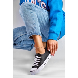 Women's black eco-leather sneakers 1