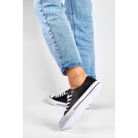Women's black eco-leather sneakers 2
