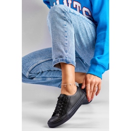 Women's eco-leather sneakers with a black sole 1