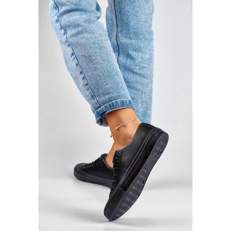 Women's eco-leather sneakers with a black sole 2