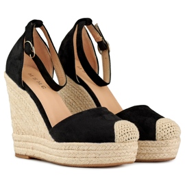 Women's black wedge espadrilles 1
