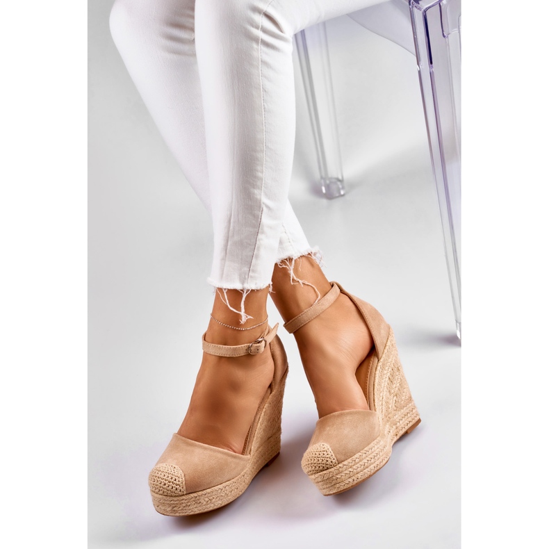Women's light beige wedge espadrilles 2