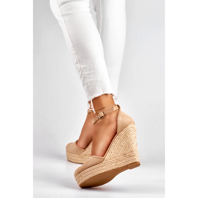 Women's light beige wedge espadrilles 1