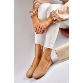 Beige suede flat shoes 1