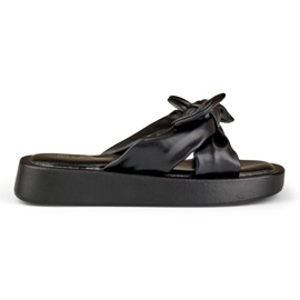 Women's black slippers made of eco-leather 2