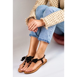 Black women's sandals with a bow 2