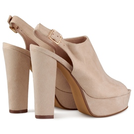 Beige high heel sandals with open toe and heel 1