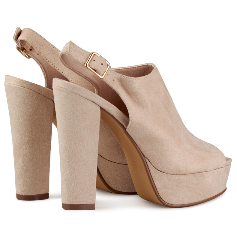 Beige high heel sandals with open toe and heel 1