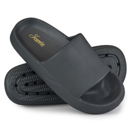 Comfortable black women's slippers made of foam 1
