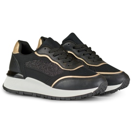 Women's black shiny sneakers 2