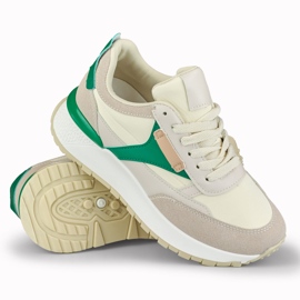 Beige and green comfortable women's sneakers 1