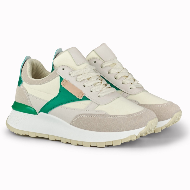 Beige and green comfortable women's sneakers 2 Beige and green comfortable women's sneakers 2
