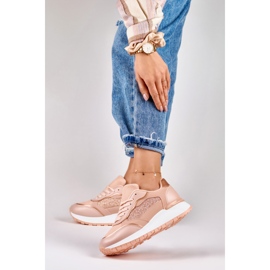 Women's pink shiny sneakers 2