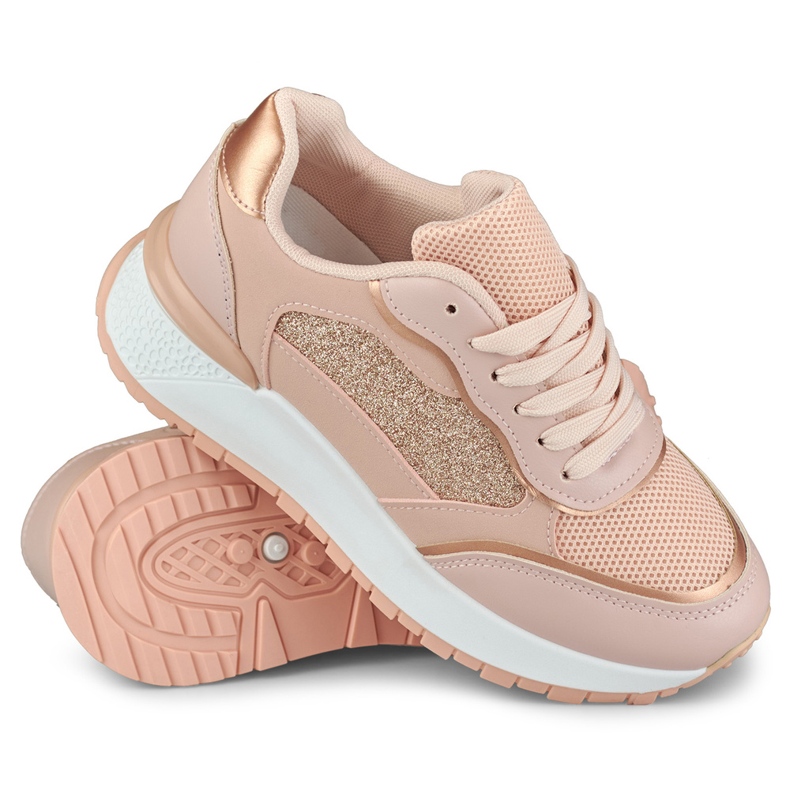 Women's pink shiny sneakers 1