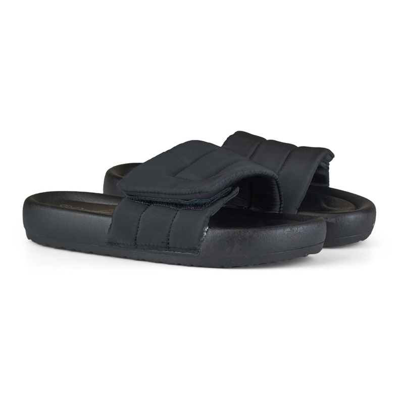 Women's black slippers adjustable with velcro 2